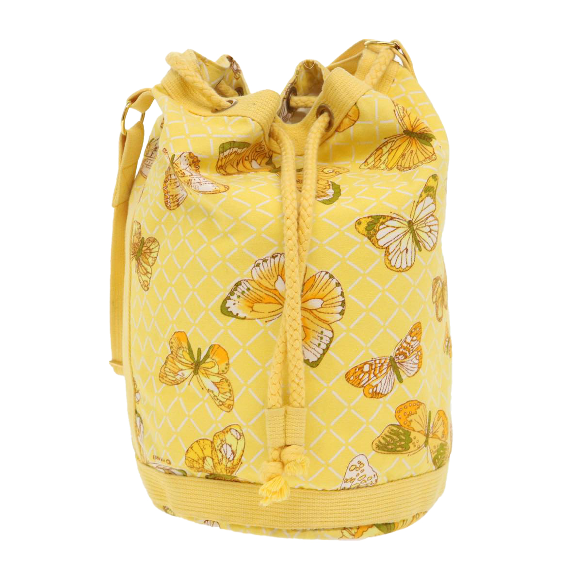 Hermes Butterfly Pattern Shoulder Bag Canvas Yellow Auth Bs6404